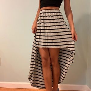Striped high-low skirt